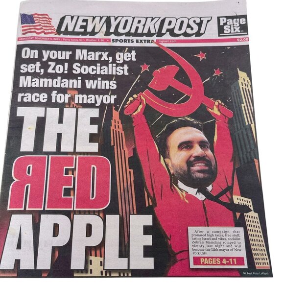 Mamdani Mayor Win New York City Socialist Marxism NY Post Newspaper 11/5 2025 - Picture 1 of 11